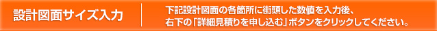 設計図面サイズ入力 下記設計図面の各箇所に該当した数値を入力後、右下の申込みボタンをクリックしてください。